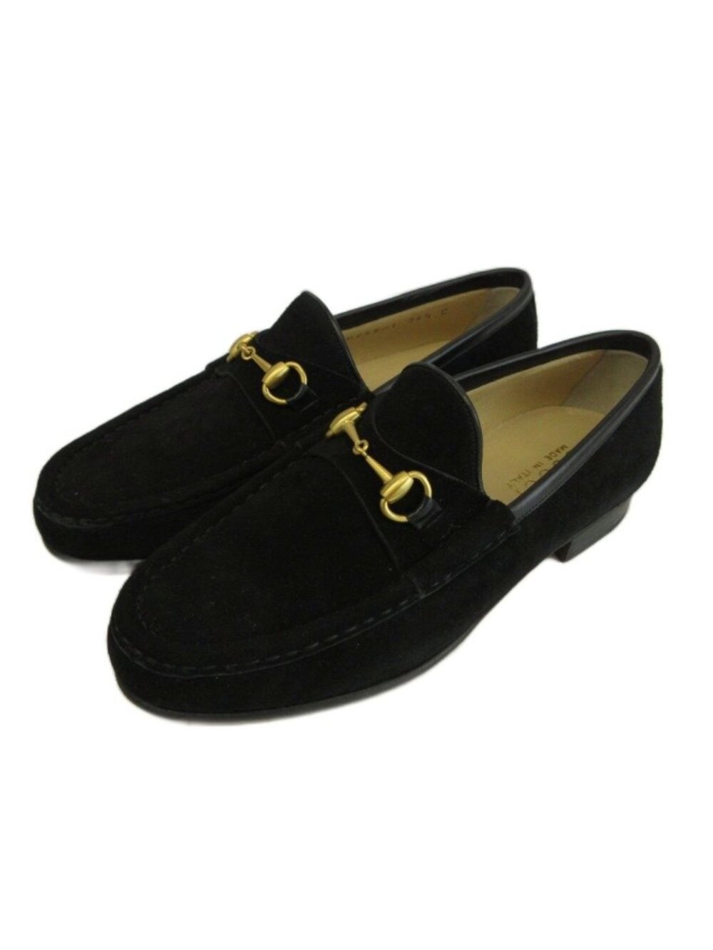 Gucci Horsebit Loafers Suede Gold Black